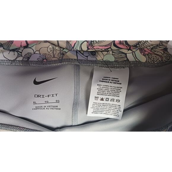 Nike Girls One TGT Energy Leggings XL Gray Floral Print Dri-FIT Training Pants - Picture 9 of 16
